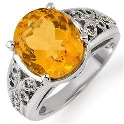 5.15 CTW Citrine & Diamond Ring 10K White Gold - REF-39H3W - 10989