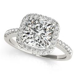 0.60 CTW Certified VS/SI Cushion Diamond Solitaire Halo Ring 18K White Gold - REF-90H9W - 27111