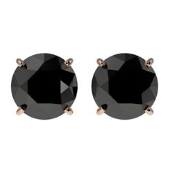 2 CTW Fancy Black VS Diamond Solitaire Stud Earrings 10K Rose Gold - REF-49W6H - 33084