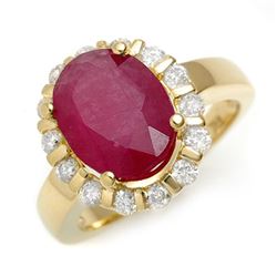 4.65 CTW Ruby & Diamond Ring 10K Yellow Gold - REF-75W8H - 11260