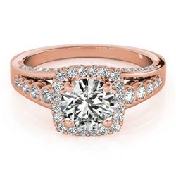 1.5 CTW Certified VS/SI Diamond Solitaire Halo Ring 18K Rose Gold - REF-249Y6N - 26941