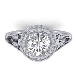 2.2 CTW Certified VS/SI Diamond Art Deco Micro Halo Ring 14K White Gold - REF-681N6Y - 30525