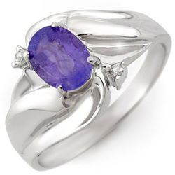 1.02 CTW Tanzanite & Diamond Ring 18K White Gold - REF-36H4W - 10597