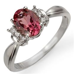 1.06 CTW Pink Tourmaline & Diamond Ring 18K White Gold - REF-38K4R - 13549