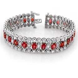 18.50 CTW Red Sapphire & Diamond Bracelet 14K White Gold - REF-399F6M - 11371