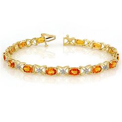 10.15 CTW Orange Sapphire & Diamond Bracelet 14K Yellow Gold - REF-86W9H - 11671