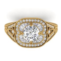 1.95 CTW Certified VS/SI Diamond Art Deco Micro Ring 14K Yellow Gold - REF-421X6T - 30506