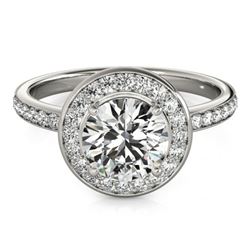 1.65 CTW Certified VS/SI Diamond Solitaire Halo Ring 18K White Gold - REF-576K5R - 26988