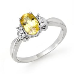 1.40 CTW Yellow Sapphire & Diamond Ring 14K White Gold - REF-36F4M - 14072