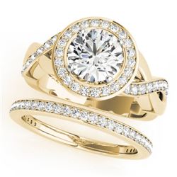 2.09 CTW Certified VS/SI Diamond 2Pc Wedding Set Solitaire Halo 14K Yellow Gold - REF-420Y2N - 30644