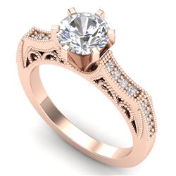 1.25 CTW VS/SI Diamond Solitaire Art Deco Ring 18K Rose Gold - REF-400N2Y - 37074