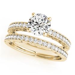 0.70 CTW Certified VS/SI Diamond Solitaire 2Pc Wedding Set Antique 14K Yellow Gold - REF-94R5K - 314