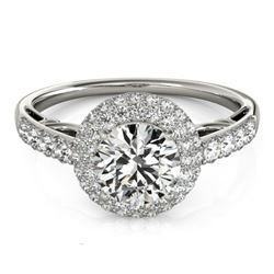 1.65 CTW Certified VS/SI Diamond Solitaire Halo Ring 18K White Gold - REF-411T8X - 26497