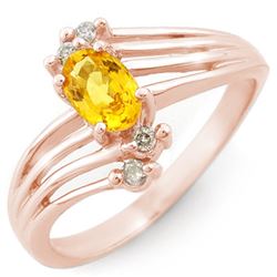 0.80 CTW Yellow Sapphire & Diamond Ring 14K Rose Gold - REF-30K9R - 10547