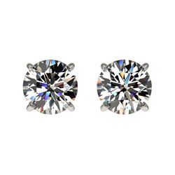1.09 CTW Certified H-SI/I Quality Diamond Solitaire Stud Earrings 10K White Gold - REF-114K5R - 3657