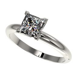 1.25 CTW Certified VS/SI Quality Princess Diamond Solitaire Ring 10K White Gold - REF-372X3T - 32916