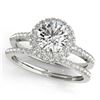 2.41 CTW Certified VS/SI Diamond 2Pc Wedding Set Solitaire Halo 14K White Gold - REF-571R5K - 30930