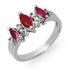 Image 1 : 1.0 CTW Ruby & Diamond Ring 18K White Gold - REF-37W8H - 12931