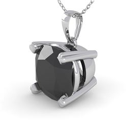3 CTW Cushion Black Diamond Designer Necklace 18K White Gold - REF-89W8H - 32376