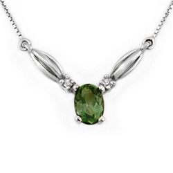 1.30 CTW Green Tourmaline & Diamond Necklace 10K White Gold - REF-28H5W - 11540