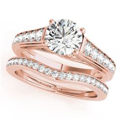 1.7 CTW Certified VS/SI Diamond Solitaire 2Pc Wedding Set 14K Rose Gold - REF-407T3X - 31629