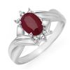 Image 1 : 1.12 CTW Ruby & Diamond Ring 18K White Gold - REF-31W3H - 14189