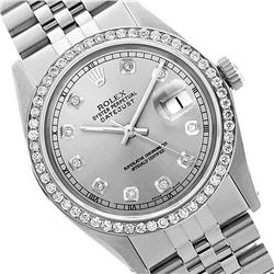 Rolex Men's Stainless Steel, QuickSet, Diamond Dial & Diamond Bezel - REF-441Z8Y