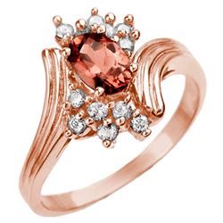 0.80 CTW Pink Tourmaline & Diamond Ring 14K Rose Gold - REF-36R2K - 10005