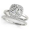 1.1 CTW Certified VS/SI Cushion Diamond 2Pc Set Solitaire Halo 14K White Gold - REF-228Y9N - 31409