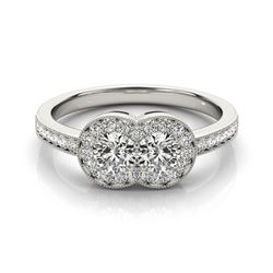 1 CTW Certified VS/SI Diamond 2 Stone Solitaire Ring 18K White Gold - REF-148W9H - 28239