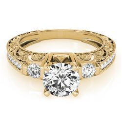 0.91 CTW Certified VS/SI Diamond Solitaire Antique Ring 18K Yellow Gold - REF-134H5W - 27278