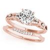 Image 1 : 1 CTW Certified VS/SI Diamond Solitaire 2Pc Wedding Set 14K Rose Gold - REF-187R5K - 31896