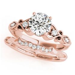 0.97 CTW Certified VS/SI Diamond Solitaire 2Pc Wedding Set Antique 14K Rose Gold - REF-200T9X - 3156