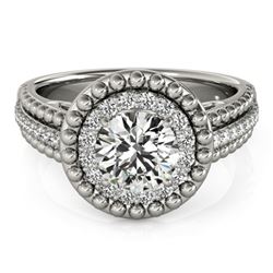 1.15 CTW Certified VS/SI Diamond Solitaire Halo Ring 18K White Gold - REF-217K3R - 26569