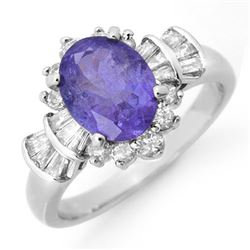 2.90 CTW Tanzanite & Diamond Ring 18K White Gold - REF-125K5R - 14448