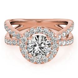 1.76 CTW Certified VS/SI Diamond Solitaire Halo Ring 18K Rose Gold - REF-250N2Y - 26767