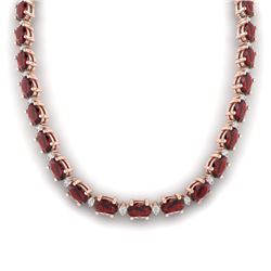 46.5 CTW Garnet & VS/SI Certified Diamond Eternity Necklace 10K Rose Gold - REF-218N2Y - 29425