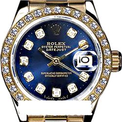 Rolex Men's 18K Yellow President, QuickSet, Diamond Dial & Diamond Bezel - REF-1243W6K