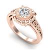 0.53 CTW VS/SI Diamond Solitaire Art Deco Ring 18K Rose Gold - REF-138Y2N - 36870