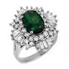 3.90 CTW Emerald & Diamond Ring 18K White Gold - REF-170N2Y - 13285