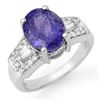 5.55 CTW Tanzanite & Diamond Ring 14K White Gold - REF-158H9W - 11694
