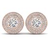 1.45 CTW I-SI Diamond Solitaire Art Deco Halo Stud Earrings 14K Rose Gold - REF-126K2R - 30367