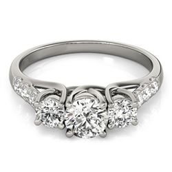 1.25 CTW Certified VS/SI Diamond 3 Stone Ring 18K White Gold - REF-166K2R - 28080