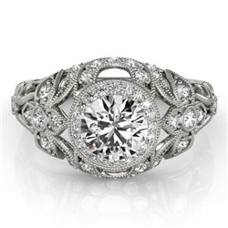 1.25 CTW Certified VS/SI Diamond Solitaire Antique Ring 18K White Gold - REF-223X6T - 27330