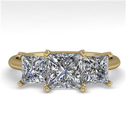 2.0 CTW Princess VS/SI Diamond 3 Stone Designer Ring 14K Yellow Gold - REF-395F8M - 38501