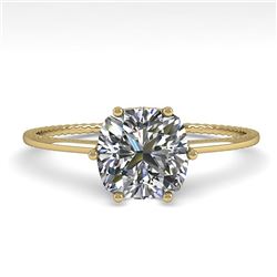 1.0 CTW VS/SI Cushion Diamond Solitaire Engagement Ring 18K Yellow Gold - REF-287F4M - 35899