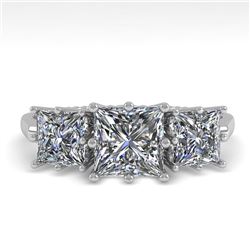 2.0 CTW Past Present Future VS/SI Princess Diamond Ring 18K White Gold - REF-414T2X - 35916