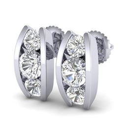 2.18 CTW VS/SI Diamond Solitaire Art Deco Stud Earrings 18K White Gold - REF-300X2T - 37010