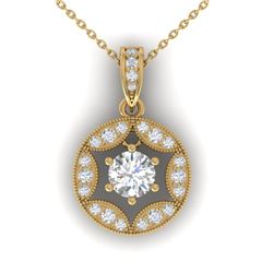 1.5 CTW Certified VS/SI Diamond Art Deco Stud Necklace 14K Yellow Gold - REF-363X3T - 30455