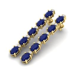 17.97 CTW Sapphire & VS/SI Certified Diamond Tennis Earrings 10K Yellow Gold - REF-112Y8N - 29490